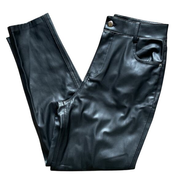 ZARA Black High Rise Straight Leg Faux Leather Pants Size 2 (EUR 34 | MEX 24) - Picture 1 of 8
